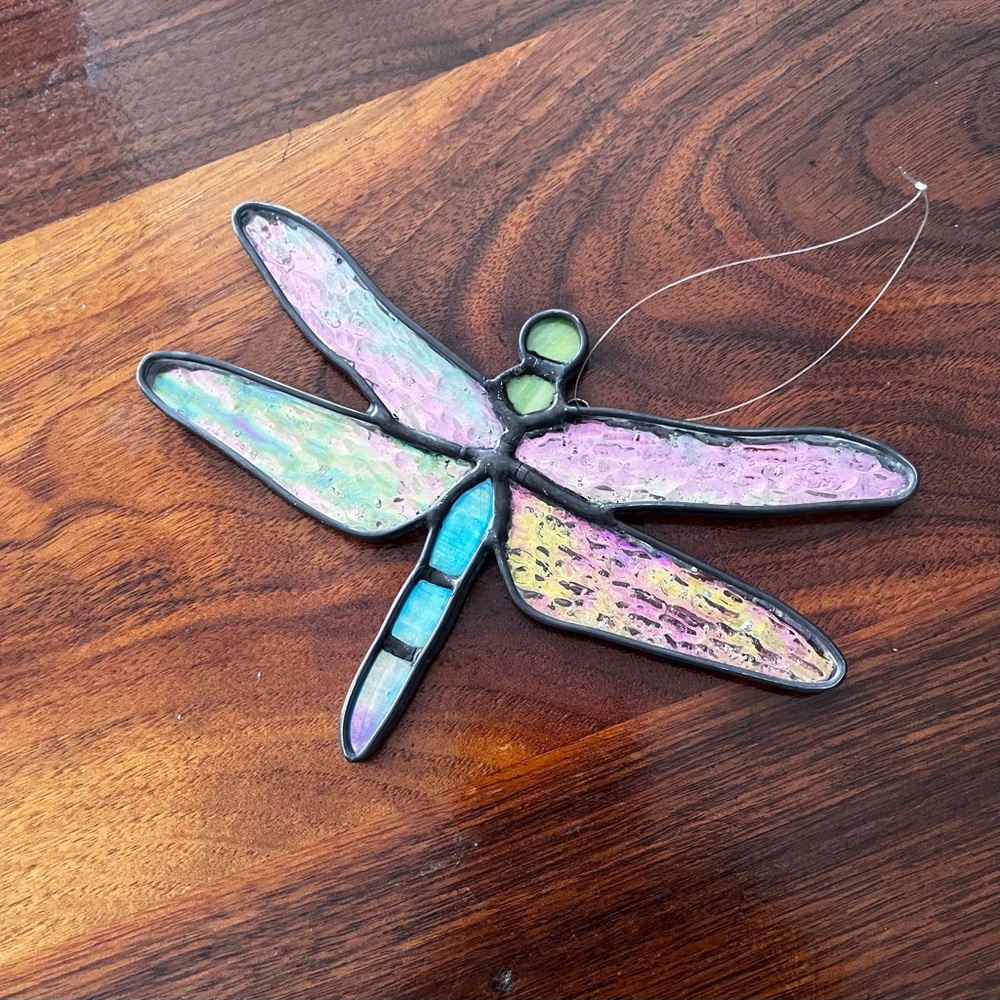 Hand Made Hand Cut Stained Glass Dragonfly by jaggedglassworks